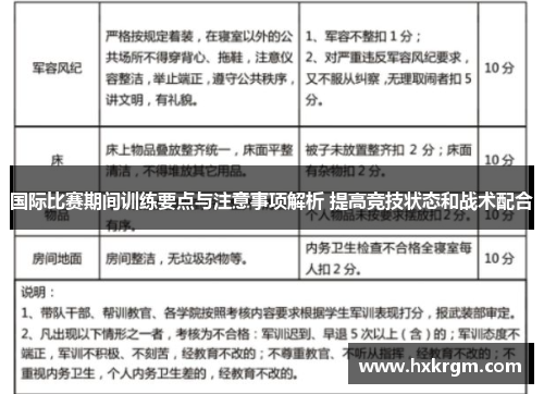 国际比赛期间训练要点与注意事项解析 提高竞技状态和战术配合